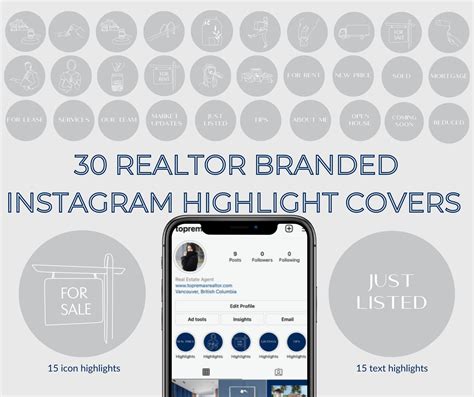 30 Real Estate Branded Instagram Story Highlight Covers Grey Instagram