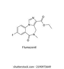 Flumazenil Molecule Flat Skeletal Structure Benzodiazepine Stock Vector (Royalty Free ...