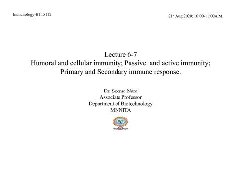 Solution Lecture 6 7 Humoral And Cellular Immunity Active And Passive