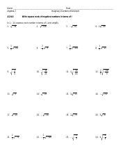 Complex Numbers Worksheet Pdf Name Date Algebra 2 Imaginary