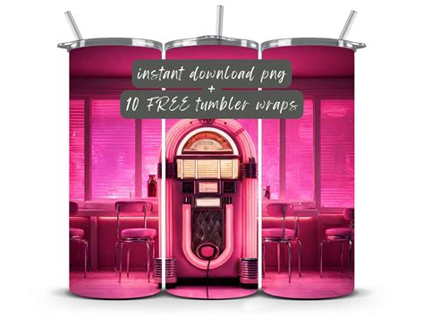 Pink Tumbler Wrap Pink Jukebox Tumbler Wrap Png 1950s Diner Jukebox