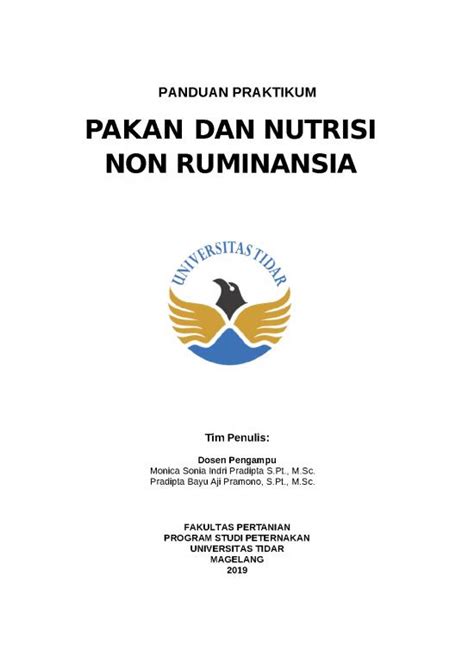 Panduan Praktikum Pakan Dan Nutrisi Non Ruminansia