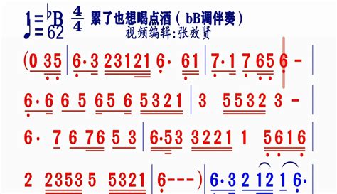 【张效贤爱音乐】伴奏bb调《累了也想喝点酒》动态简谱 2万粉丝7千作品热议中音乐视频 免费在线观看 爱奇艺