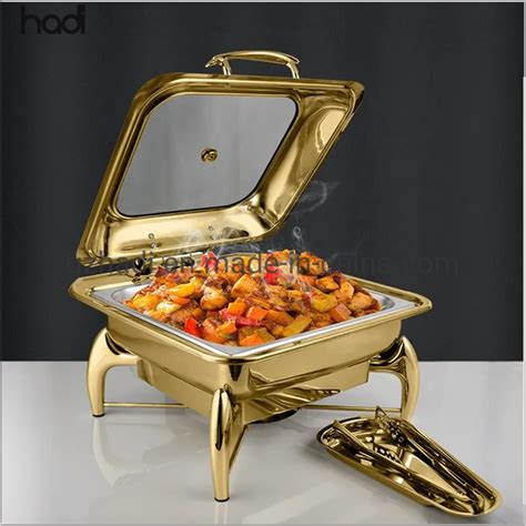 Catering Restaurant Food Warmer Square Glass Lid Shaffing Dishes