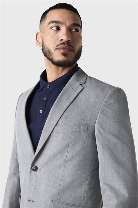 Alderley Mens Suit Jacket Slim Fit Grey Sharkskin Sj