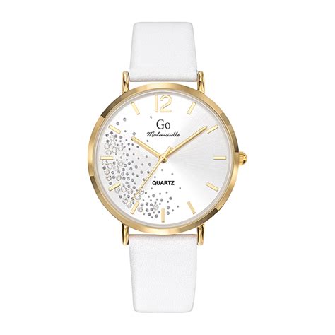 Montre Femme Bo Tier Dor Bracelet Cuir Blanc