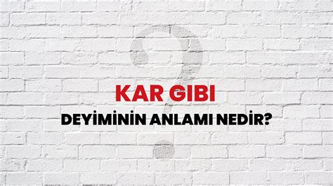 Kar gibi Deyiminin Anlamı Nedir Habertürk