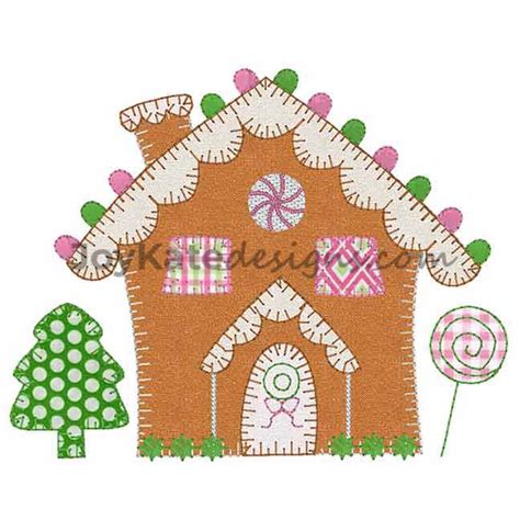 Gingerbread House Vintage Applique Embroidery Design Joy Kate Designs