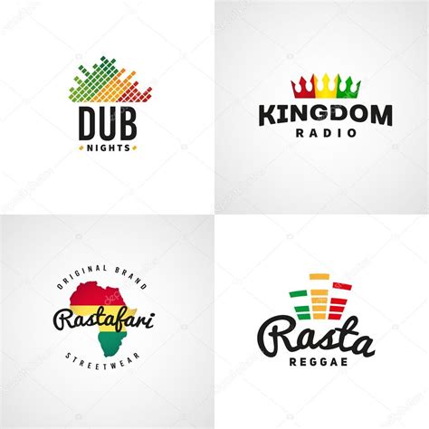 Conjunto De Diseños De Logotipos De Vectores De Sonido Rastafari