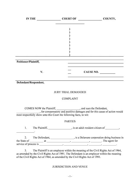 Comes Now The Plaintiff And Sues The Defendant Form Fill Out And