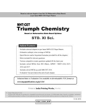 Fillable Online MHT CET Triumph Chemistry MCQs Based On Std XI