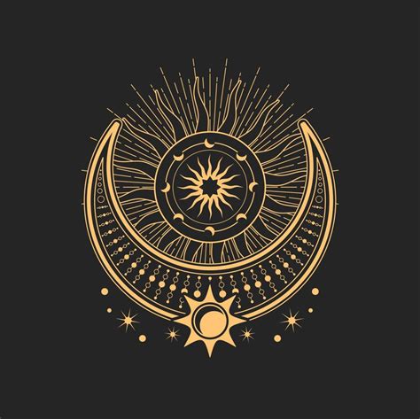 Crescent And Moon Esoteric Occult Symbols Tarot 14662980 Vector Art At