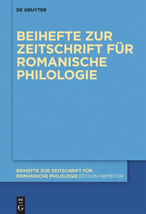 Beihefte zur Zeitschrift für romanische Philologie