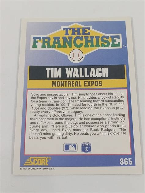 Score Baseball Tim Wallach Montreal Expos The Franchise Ebay