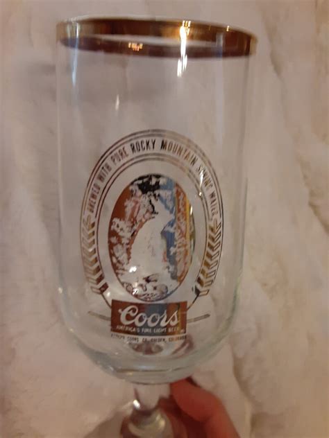 Coors Beer Gold Rimmed Stemmed Glasses Set Of 6 Vintage Etsy