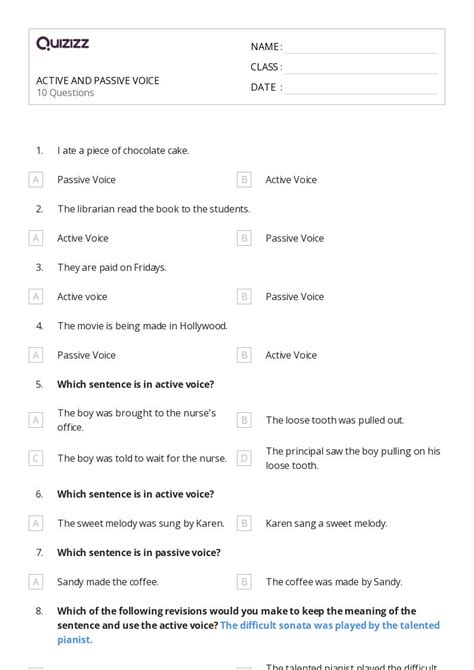 50 Active And Passive Voice Worksheets On Quizizz Free And Printable