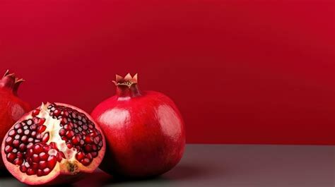 Pomegranate fruit on red background. Illustration 24569657 Stock Photo ...