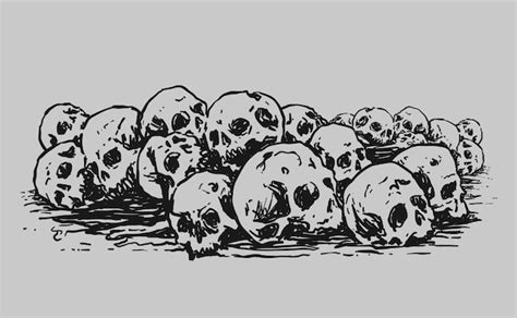 Premium Vector Pile Of Human Skulls Drawing Illustration