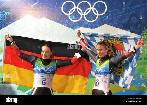 Gold Medalist Tatjana Huefner L Of Germany And Teammate And Bronze