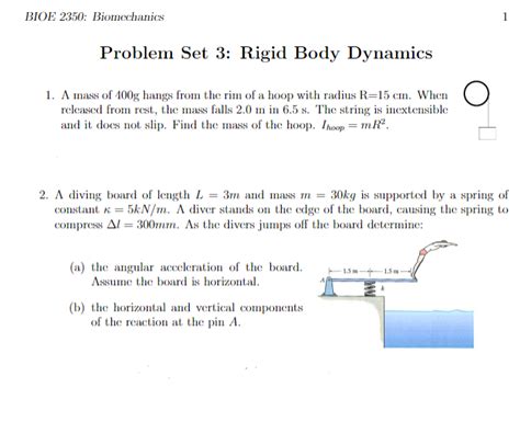 Solved BIOE 2350 Biomechanics Problem Set 3 Rigid Body Chegg