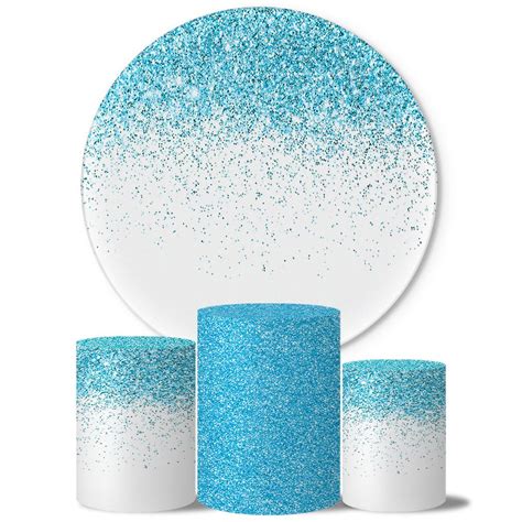 Trio Capas Cilindros Painel Glitter Branco E Azul Veste F Cil