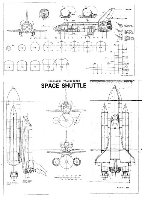 Scale drawings of USA Space Shuttle