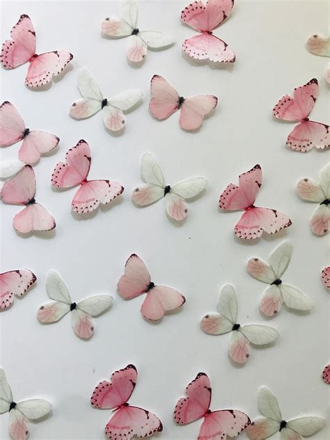 Edible Precut Wafer Butterfly Pink Pack Of 21 Etsy