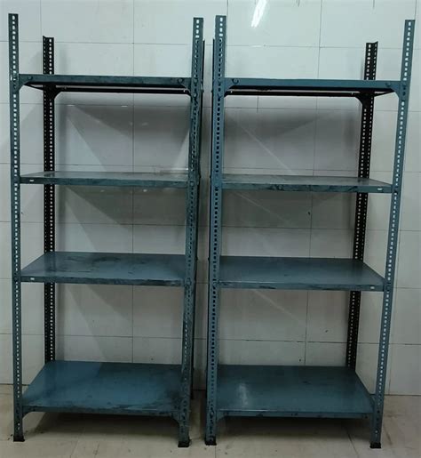 Mild Steel MS Slotted Angle Rack With 4 Shelf Set Of 2 Load Per