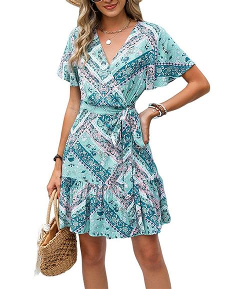 Cupshe Womens Paisley Print Mini Wrap Beach Dress Macys