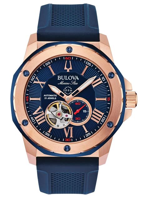 Bulova Herren Taucheruhr A Automatik Blau Roségoldfarben 98A227 uhrcenter