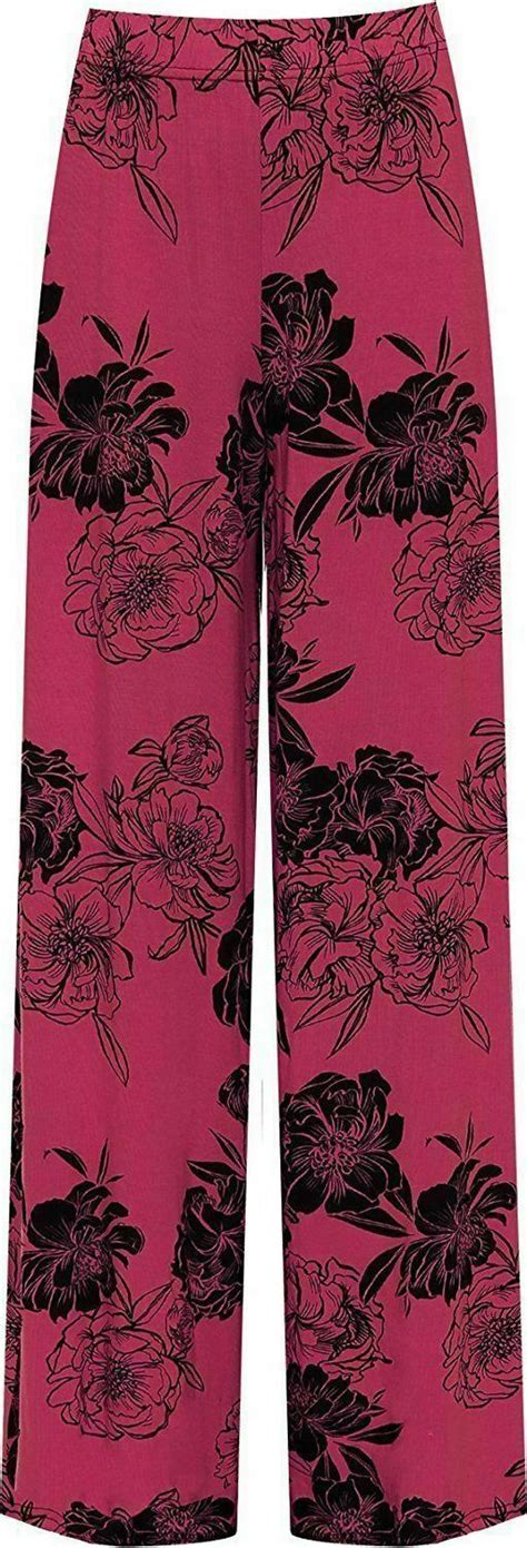 Womens Printed Palazzo Wide Leg Flared Ladies Trousers Pants Plus Size