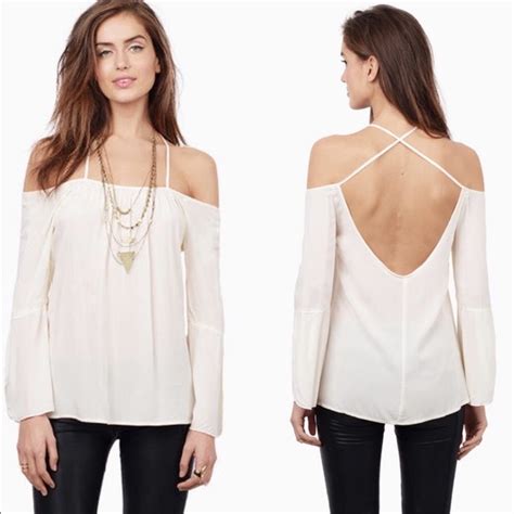 Tobi Tops Tobi Ivory Crossing Xs Cold Shoulder Blouse Poshmark