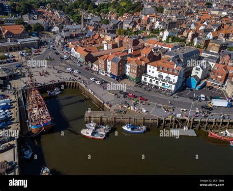 Aerial view of Whitby harbor on the North Yorkshire coast in the United Kingdom Stock Photo - Alamy