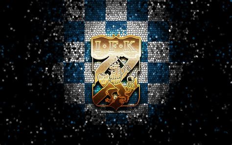 Goteborg FC Glitter Logo Allsvenskan Blue White Checkered Background