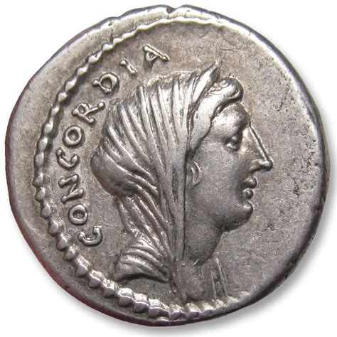 Roman Republic. L. Mussidius Longus, 42 BC. Denarius Rome mint - Shrine ...