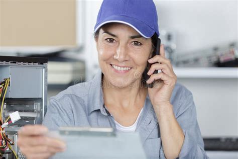 Senior White Woman Making Phone Call Stock Photo Image Of Device