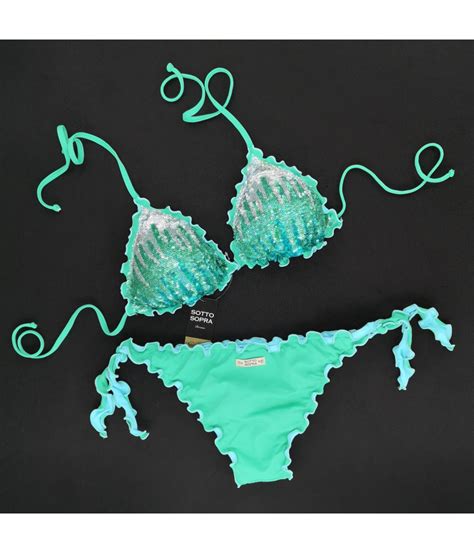Triangle Bikini Paillettes Jade Green Bikini Bottom Fashion Beach