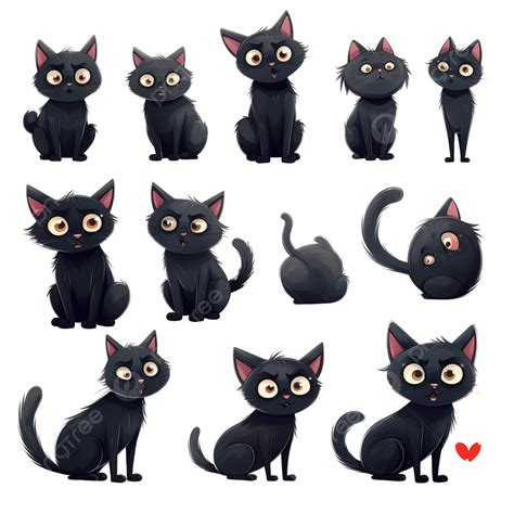 Halloween Illustrations Black Cat Set Intimidation And Fear Normal