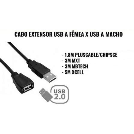 Cabo Extensor USB Macho x Fêmea 1 50 1 80 3 5 Metros Shopee Brasil