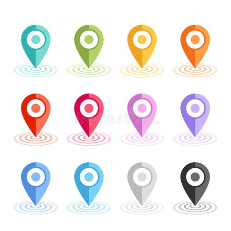 Vector Illustration Set Of Multi Colored Map Pointers Gps Location