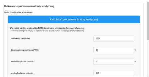 Kalkulator Oprocentowania Karty Kredytowej