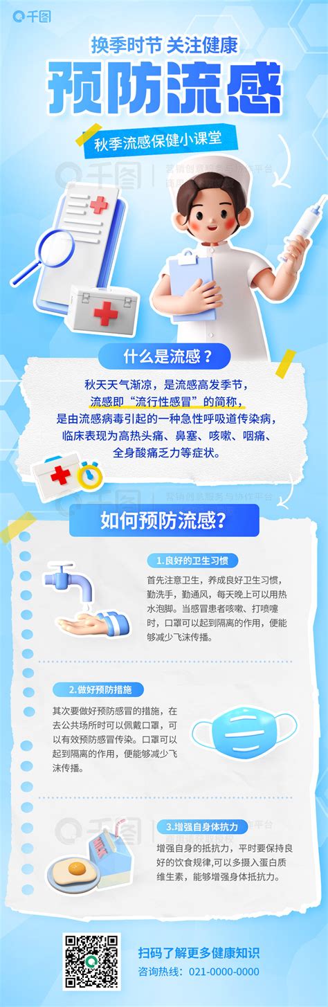 预防流感干货分享拼贴风换季保健预防流感科普健康医疗长图免费下载干货分享配图（1080像素） 千图网