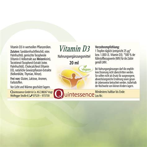 Vitamin D3 Tropfen Von Quintessence 20 Ml Shop Apotheke