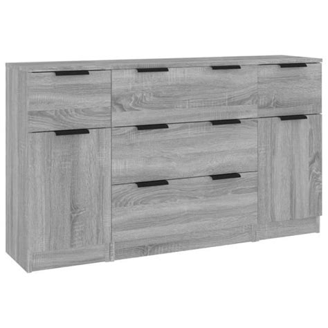 Viesurchoix Ensemble de buffets 3 pcs Sonoma gris Bois d ingénierie