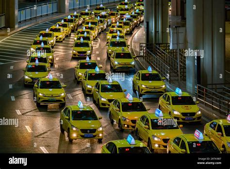 Chongqing China September 13 2023 Taxis Wait To Transport Passengers At Terminal 3 Of