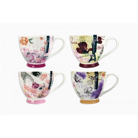 New Bone China Mug 4 Assorted Paris Designs