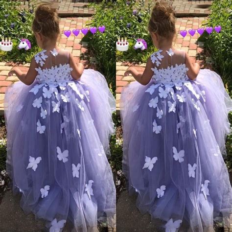 Purple 7 Year Old Ball Gown Flower Girl Dresses Tulle 3D Floral ...