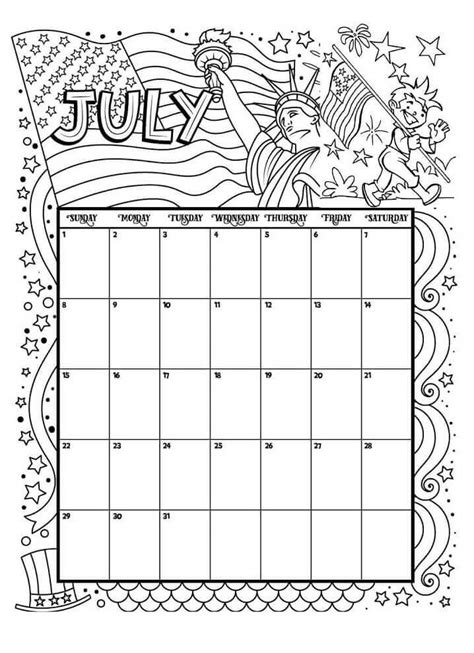 Dibujos De Calendario Julio Para Colorear Para Colorear Pintar E Porn