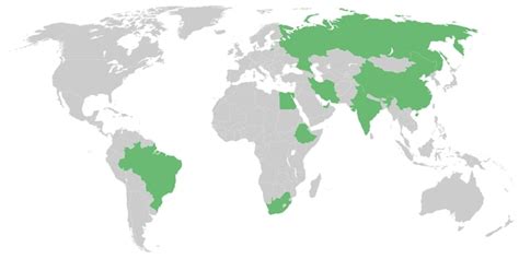 Estados Membros Do Brics No Mapa Do Mundo Vetor Premium