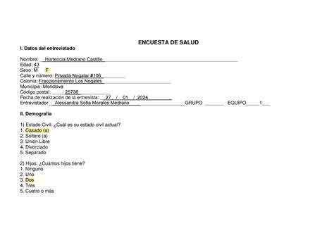 Formato Encuesta De Salud Familiar Pr Encuesta De Salud I